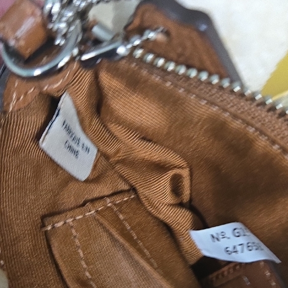 Coach Brown Leather Wristlet with Sherpa Shearling Trim - Picture 8 of 14